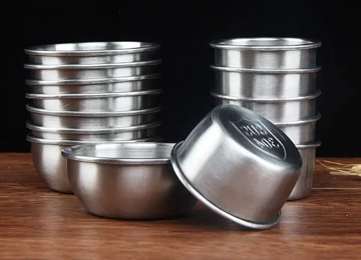 Stainless Steel Sauce Cup Reusable Tomato Sauce Container Dipping Bowl for Fast Food Restaurant Bar Home