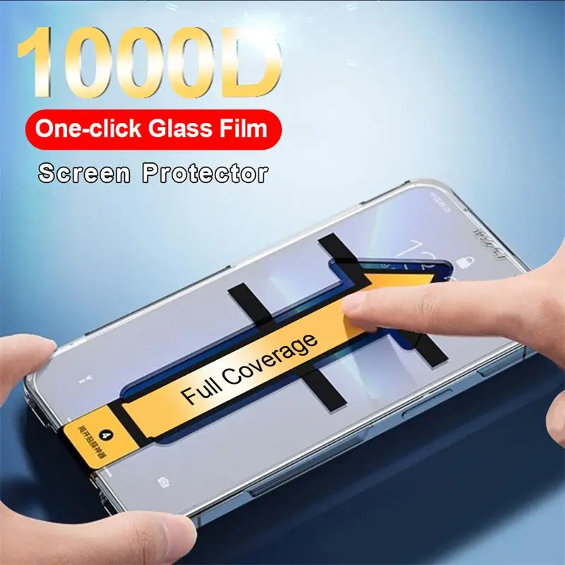 Attach Protective Glass in Seconds For iPhone 13 11 12 Pro Max Screen Protector For iPhone X XR XS MAX Full Cover Tempered Glass