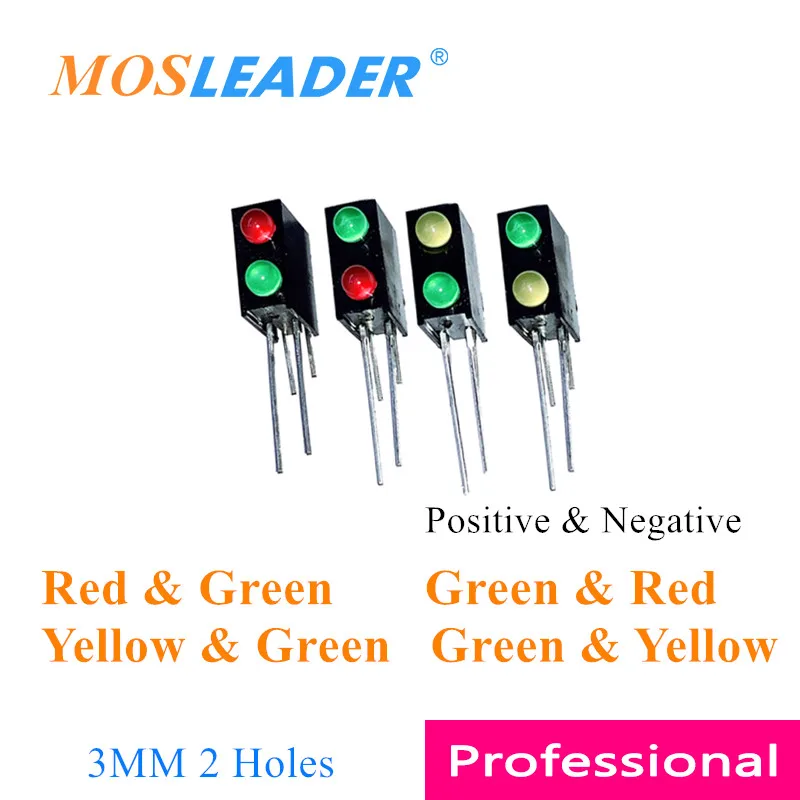 

Mosleader 1000pcs 3MM Double holes led holder with lights 2 holes Green Red Blue 90 Degree bend legs LED Black Plastic Holder