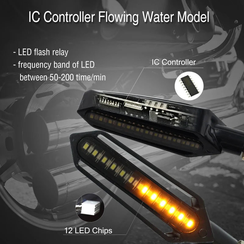 4X LED Motorcycle Turn Signals Flowing Water Tail Light Motorcycles Flashing motorcycle turn signal Indicato