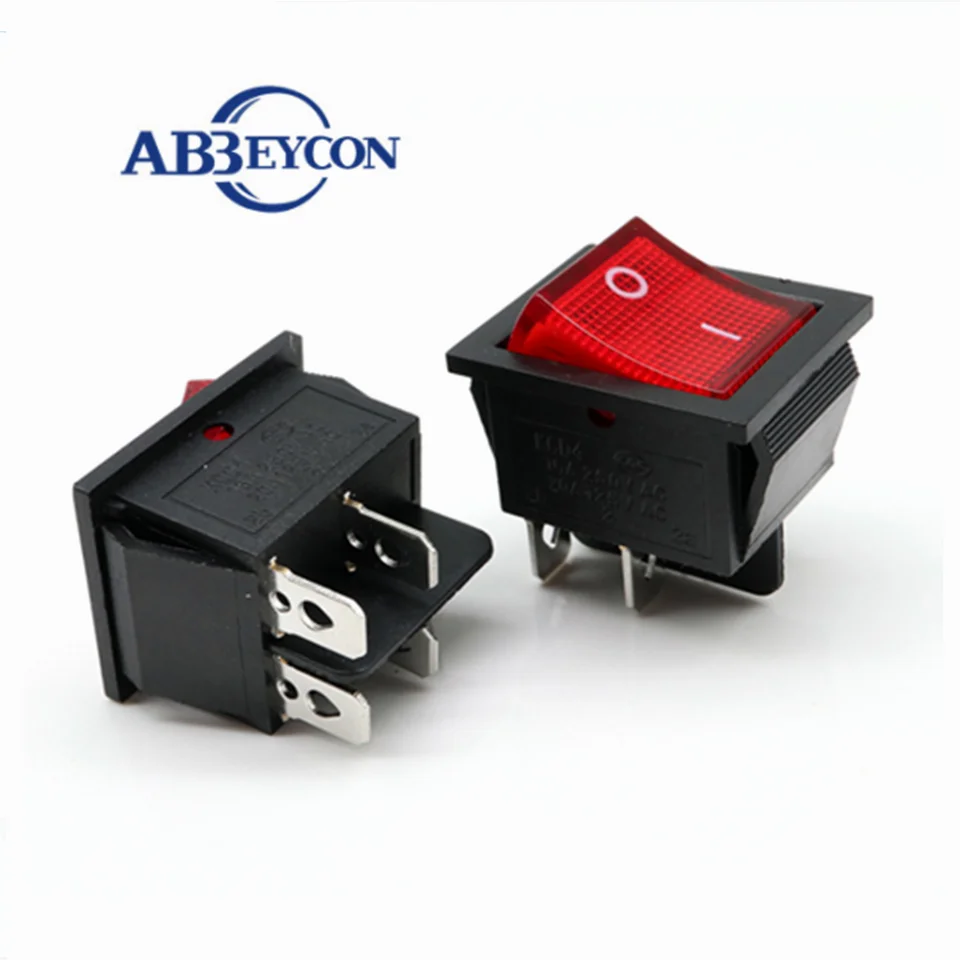 1PCS Rocker Power Button 2 Position 4 Pins KCD4-201N Push Button Switch With Light 15A 250V AC/20A 125V AC