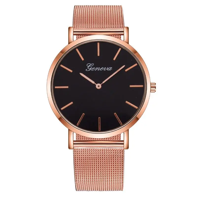 Fashion casual high quality men rose gold mesh steel band men quartz watch men business luminous sports clock retro simplicity