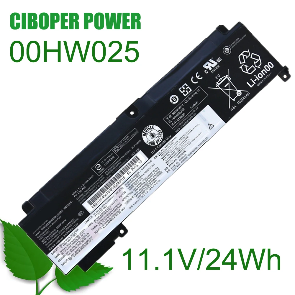 CP Laptop Battery 00HW022 00HW023 00HW025 00HW024 00HW038 01AV407 01AV406 11.1V/24Wh For ThinkPad T460s T470s Series Notebook