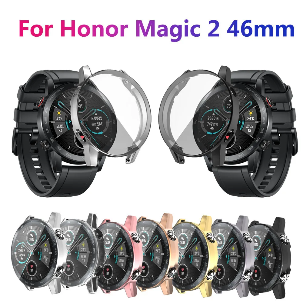 2PC Cases For huawei honor magic watch 2 46mm Smart Watches Cover TPU Full Shell 46mm Protector Smart Accessories Screen Cover