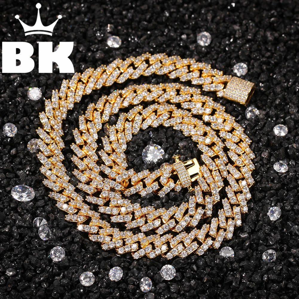 

THE BLING KING 9mm Buckle Link Pave Iced CZ Cuban Link Necklaces Gold Color Luxury Bling Bling Jewelry Fashion Hiphop For Men