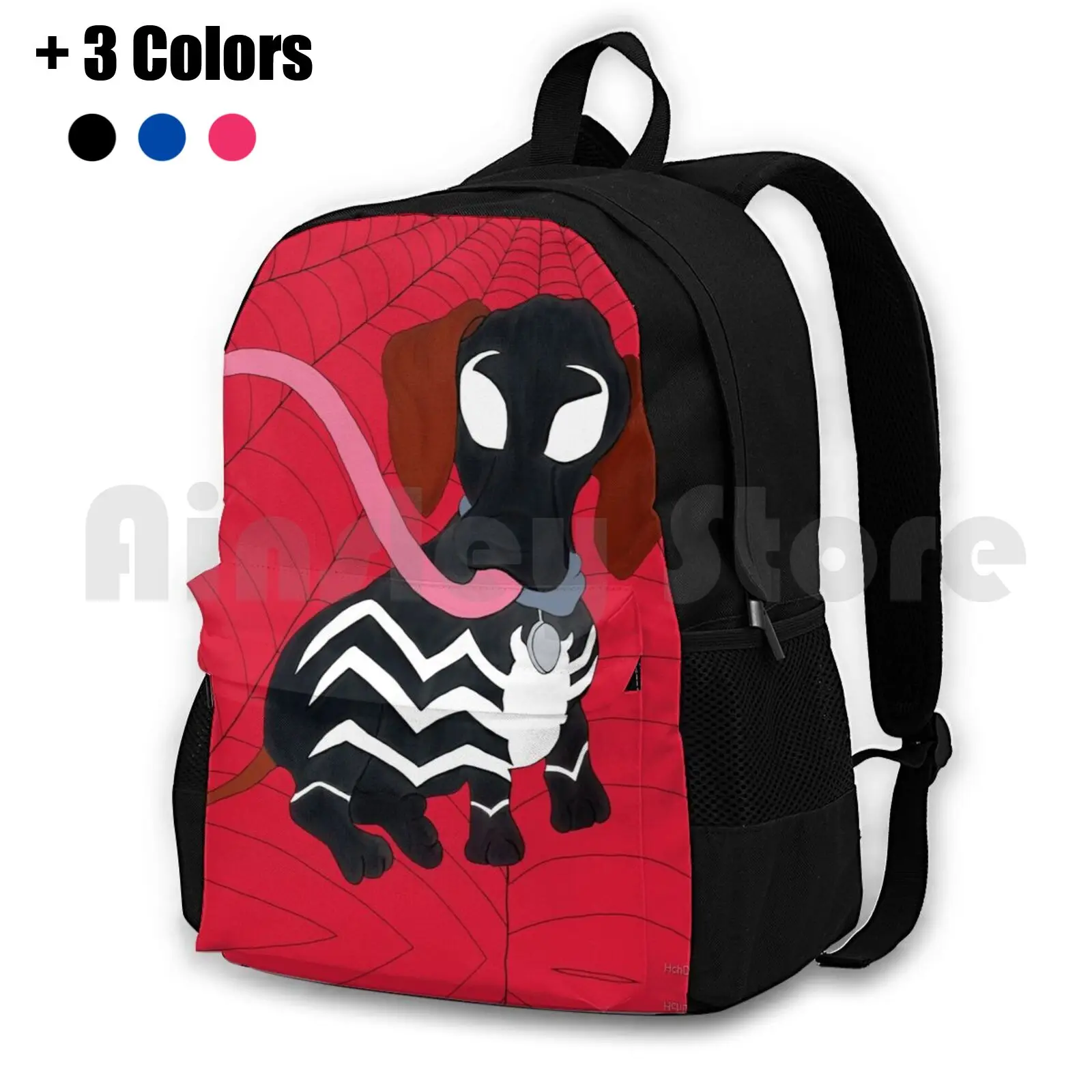 Venomised Dachshund Outdoor Hiking Backpack Riding Climbing Sports Bag Venom Cartoon Comic Fan Art Hchdoodles Colour Cute