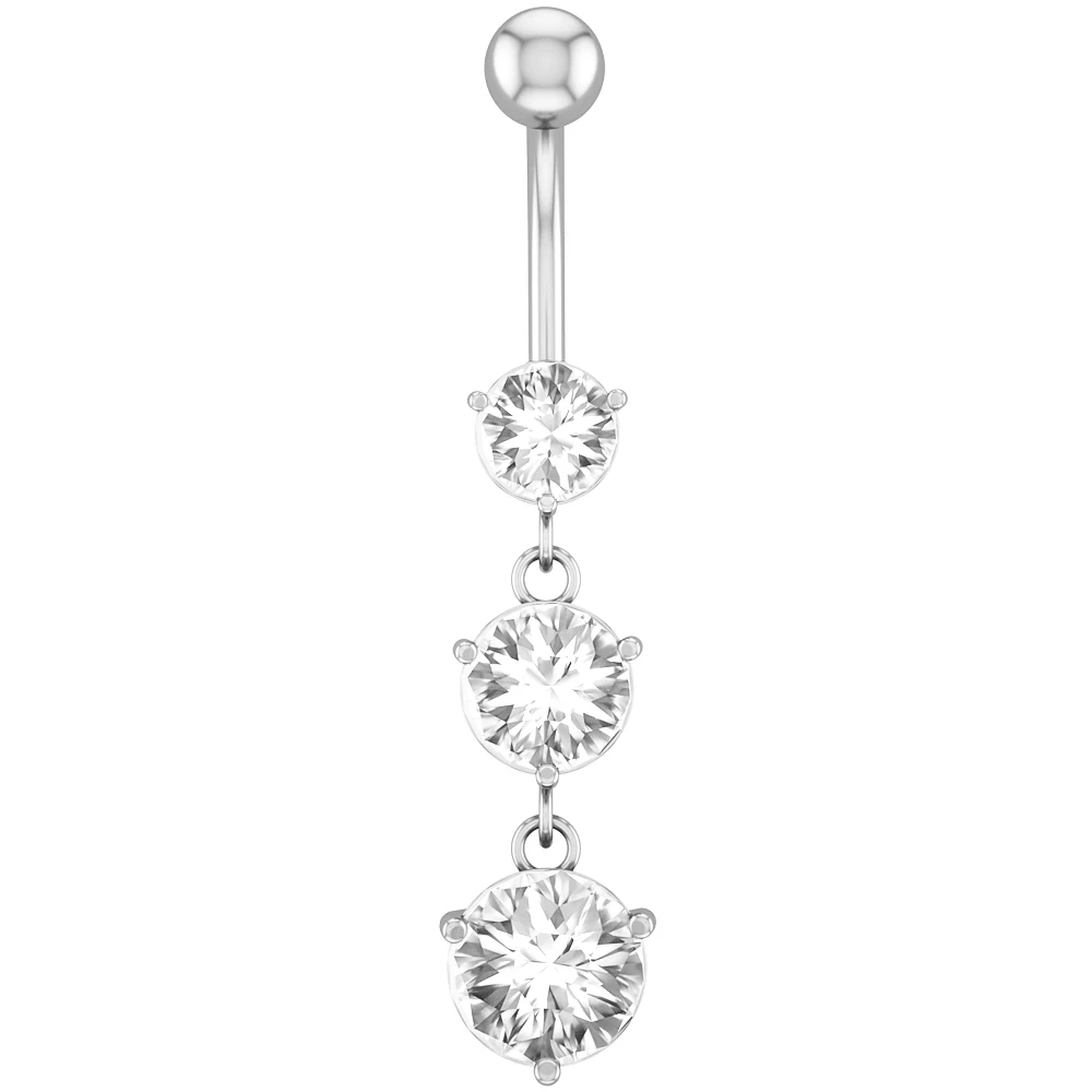 Flower Butterfly Dangled Belly Button Rings, Stainless Steel