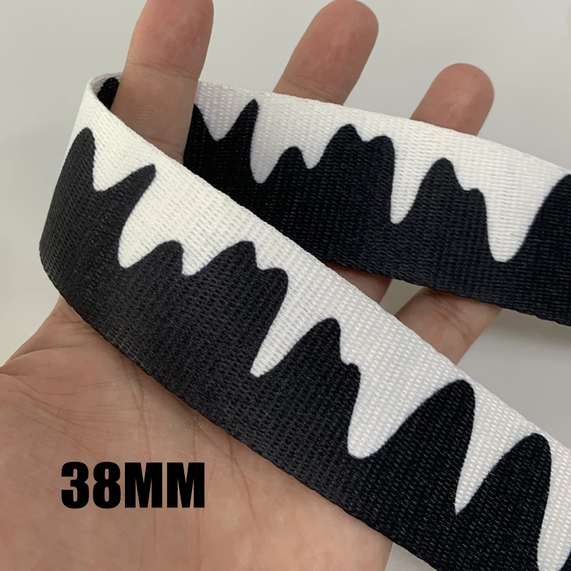 3YARD 38MM 1.5 INCH Black And White Jacquard Webbing Bag Belt Ribbon for DIY Home Textile Clothing Belt Decor Sewing Accessories