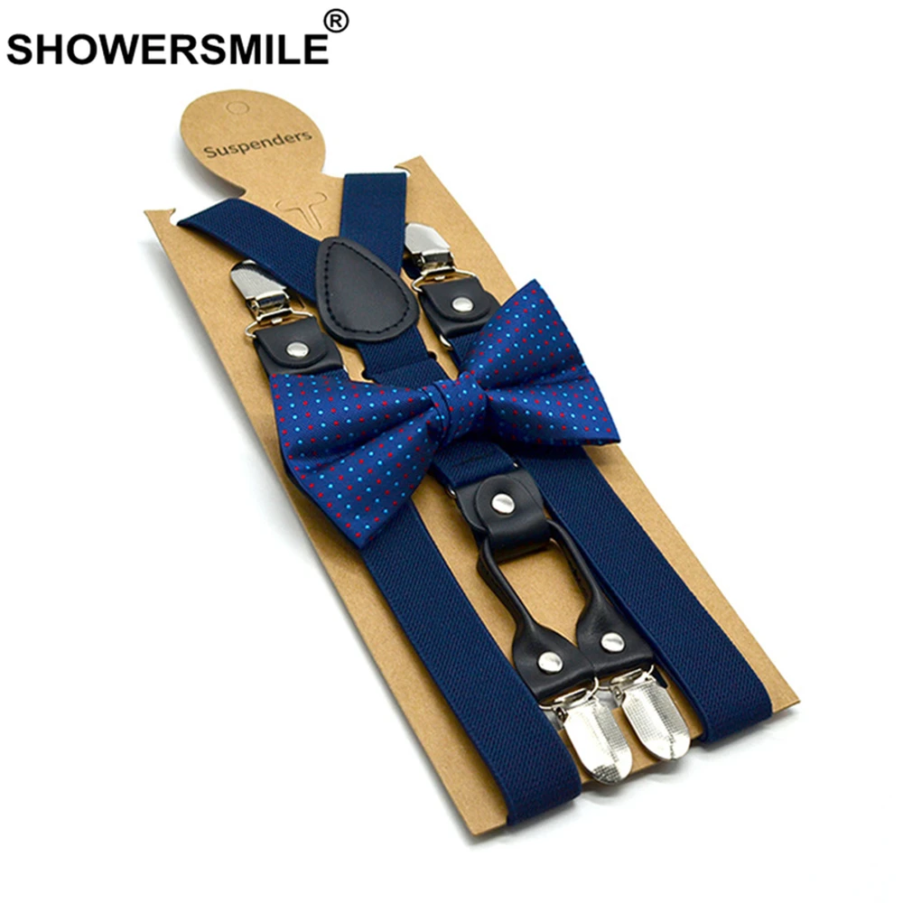 SHOWERSMILE Navy Herren Hosenträger Hosenträger 4 Clips Frauen Echt Leder Hosenträger Kleid Feste Hochzeit Hohe Qualität männer Hosenträger