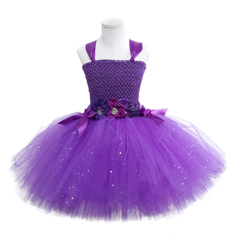 Girls Sequin Butterfly Fairy Costume Christmas Kids Birthday Party Purple  Mesh Tutu Dresses Halloween Princess Cosplay Costume