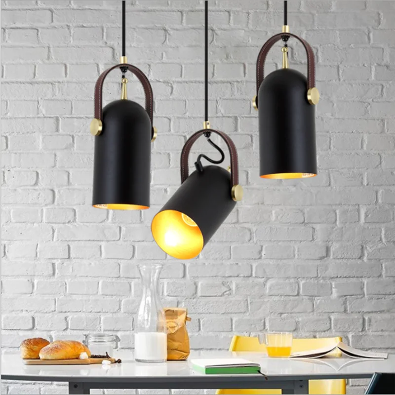 Carronade Pendant Light Nordic Black industrial style lamp Simple Spotlight Iron pendant lamp Home Decor Bedside kitchenLighting