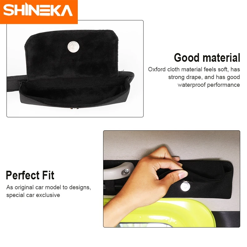 SHINEKA Stowing Tidying Black Car Top Grab Handle Storage Bag Sunglasses Bag Organizer Accessories For Suzuki Jimny 2010-2024 view 4