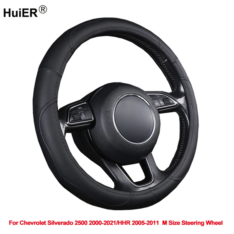 Car Steering Wheel Cover For Chevrolet Silverado 2500 2000 -2018 2019 2020 2021 HHR 2005 2006 2007 - 2011 M Size Steering Wheel