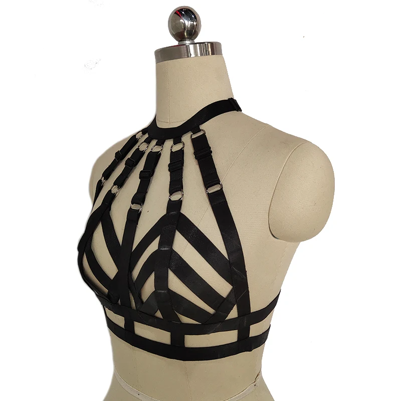 HANAERNES Sexy Hollow Bra Cintura a Bretella Corpo Bondage Lingerie Crop Top Corpo Cage Reggiseno Delle Donne Goth Rave Cintura a Bretella Corpo