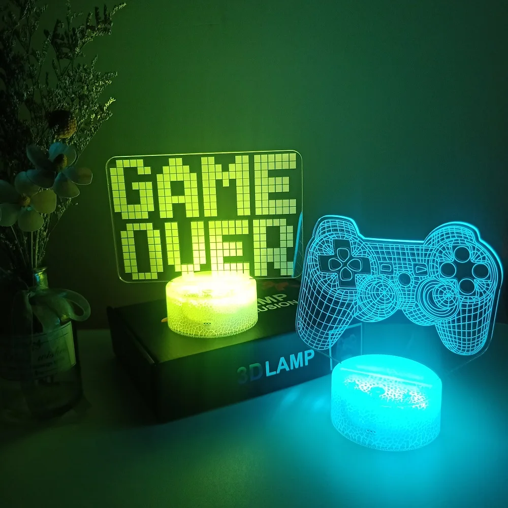 3D Night Light Lamp Gaming Room Desk Setup Decor Table Game Console Icon Logo Sensor Light Kids Child comodino Gift compleanno natale