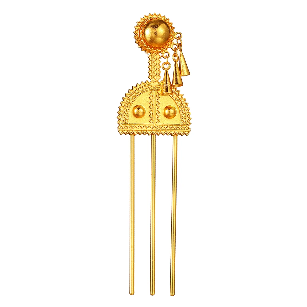 Vintage Ethiopian  Hair Sticks Gold Color African Bridal Wedding  Hairpins Hair Clip Traditional Jewelry African Female P220