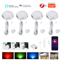 Tuya zigbee LED Under Cabinet Light RGB Warm White Dimmable Round Lamp Closet Wardrobe Cupboard Lighting 12V Power Voice Control