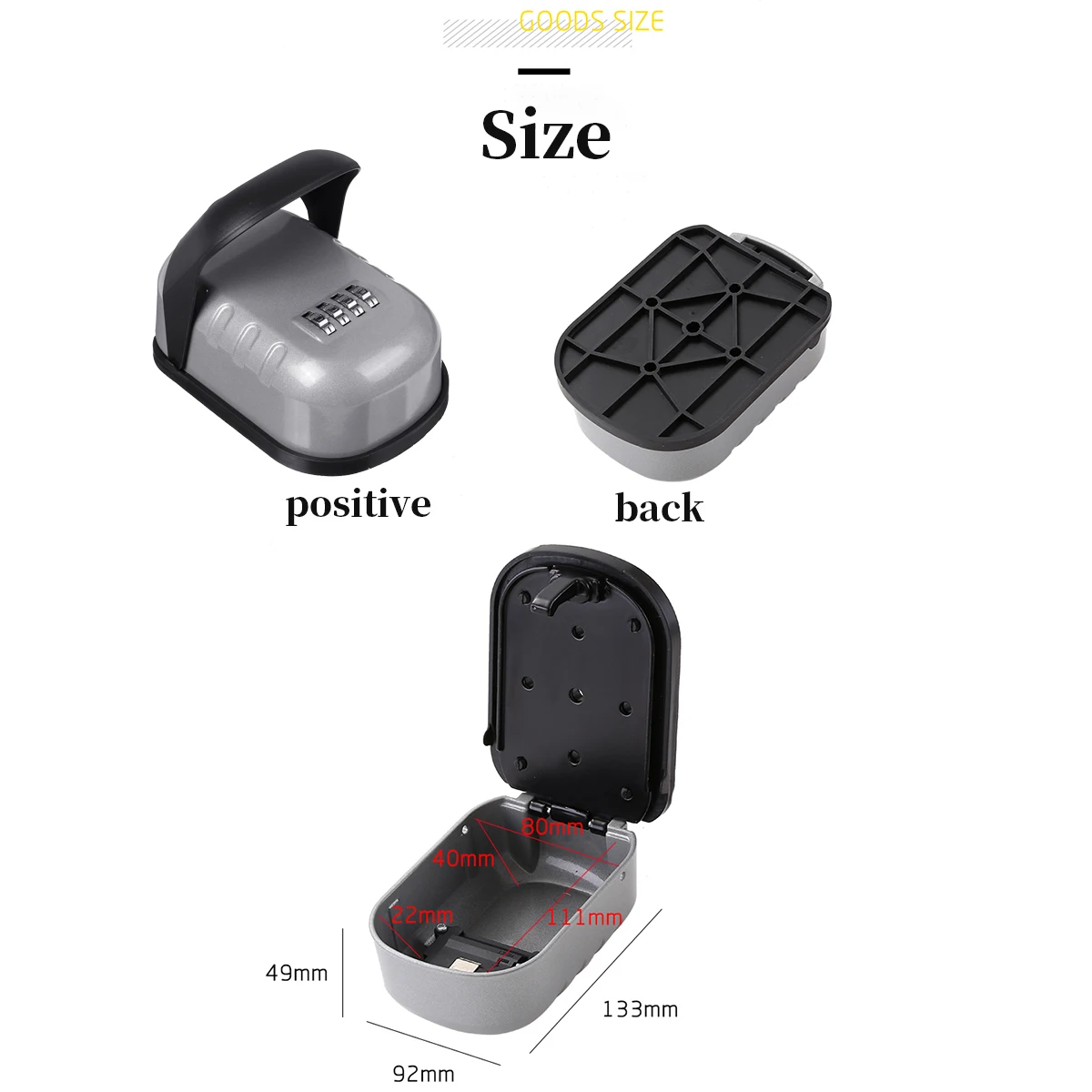 Cofre de parede para chaves, à prova d'água, combinação de 4 dígitos, armazenamento de chave, para áreas internas e externas, liga de alumínio, caixa de cofre
