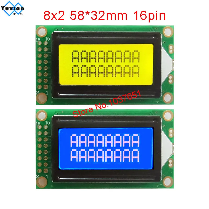 

LCD Display 8X2 0802A Character16pin 58*32mm SPLC780D1