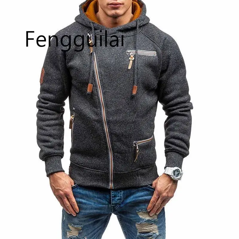 New Fashion Mens Sweater Men Zipper AutumnSolid Knitted Streetwear Mens Sweaters Winter Drawstring Casual Slim Sweaters Hip Hop