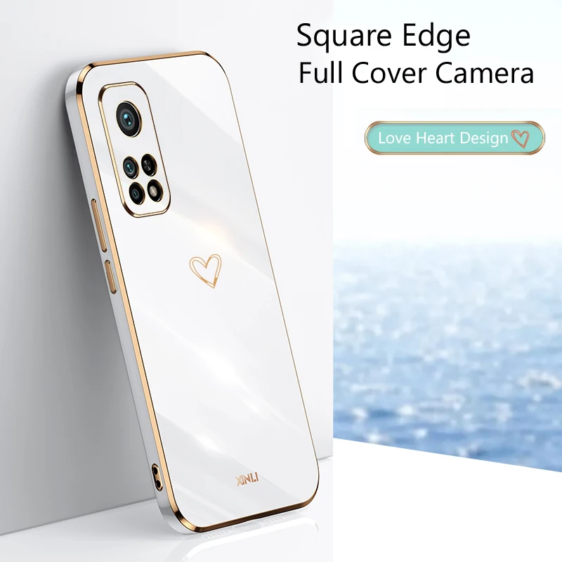 Mirror Love Heart Square Plating Phone Case For Xiaomi Mi 10T 10 Lite 10i 4G 5G 10 t 10lite Mi10t Note 10 Pro Xiomi Coque Cover