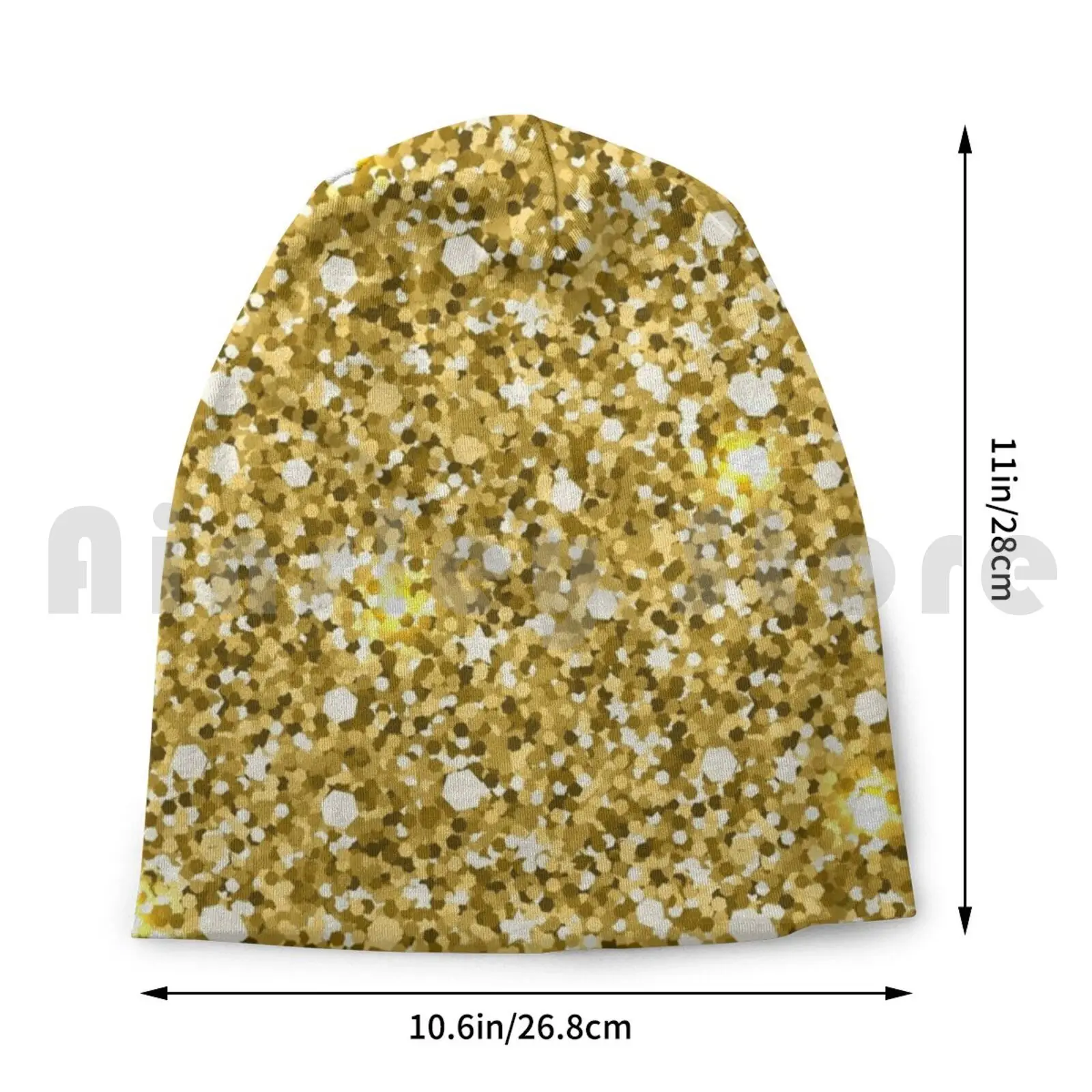 Gold Glitter Beanies Knit Hat Hip Hop Glitter Pattern Modern Foil Copper White Geometric Rose Gold Gold Stone