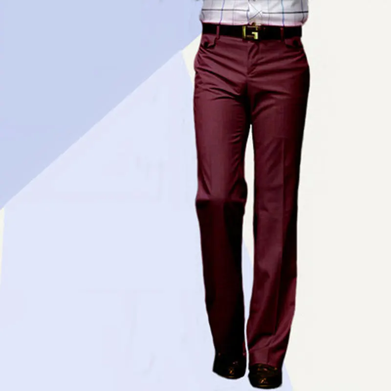 New Men Flared Boot Cut Trousers Business Casual British Style Office Slim Comfortable Classic Formal Bottom Black Suit Pants
