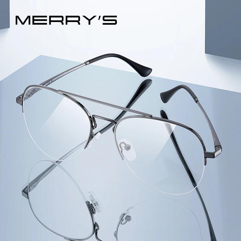 MERRYS DESIGN mężczyźni klasyczny Pilot pół okulary rama kobiety moda krótkowzroczność okulary na receptę ramki okulary optyczne S2412