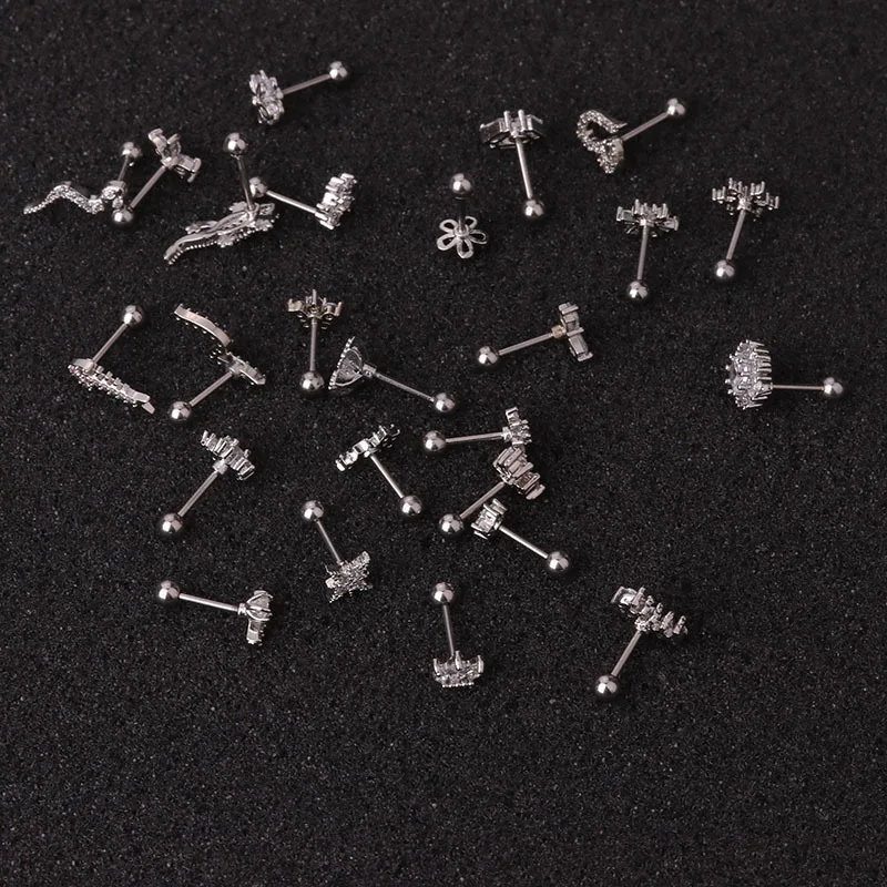 New Rose Gold Color Plants And Animals Cz Cartilage Earring Conch Rook Lobe Tragus Stud 20g Helix Piercing Jewelry