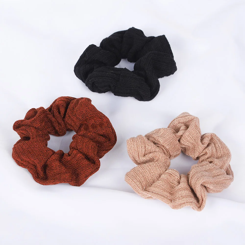 Fashion Scrunchies Elastic Hair Bands Women Girls Winter Soft Knitted Solid Ponytail Holder Hair Ties Headband Hair Accessories