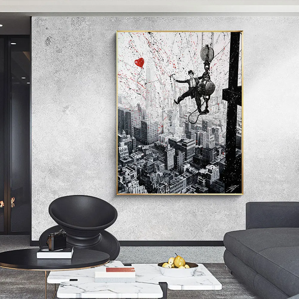 Love Balloon Modern Graffiti Art Canvas Painting Poster Print Wall Art Picture For Living Room Home