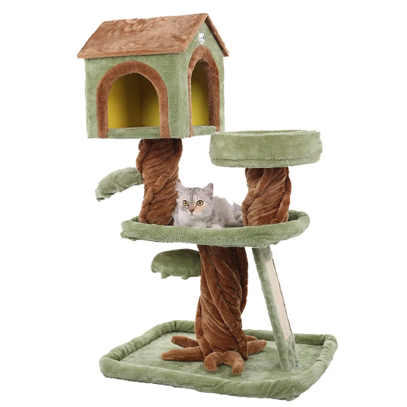 Tongtianzhu Climbing Frame, Large Wooden Cat Litter Tree, House, Pet Supplies, Luxury