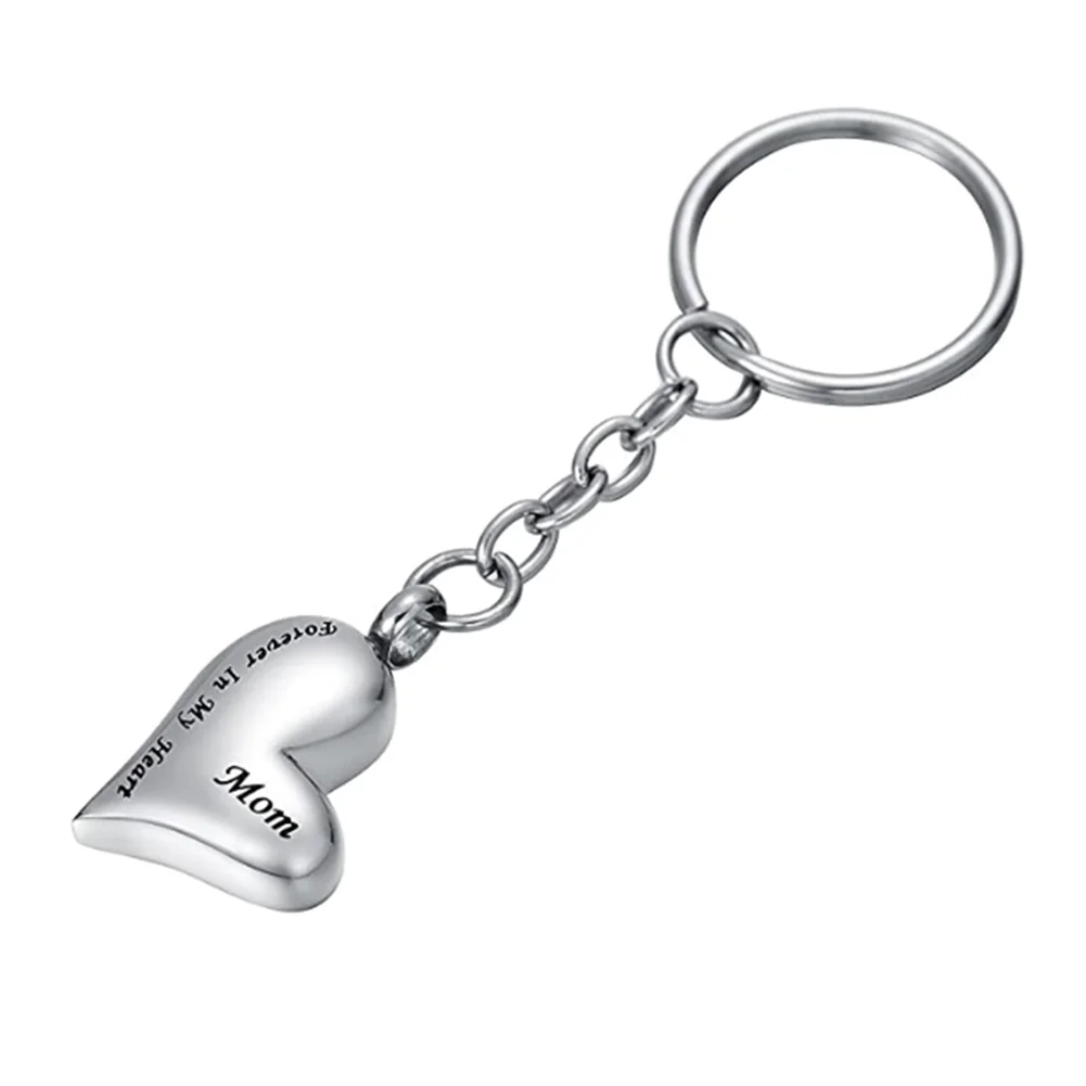 Free Engraved  Always in My Heart Stainless Steel Cremation Jewelry Ash Memorial Keepsake Urn Pendant Keychain for Dad/Mom