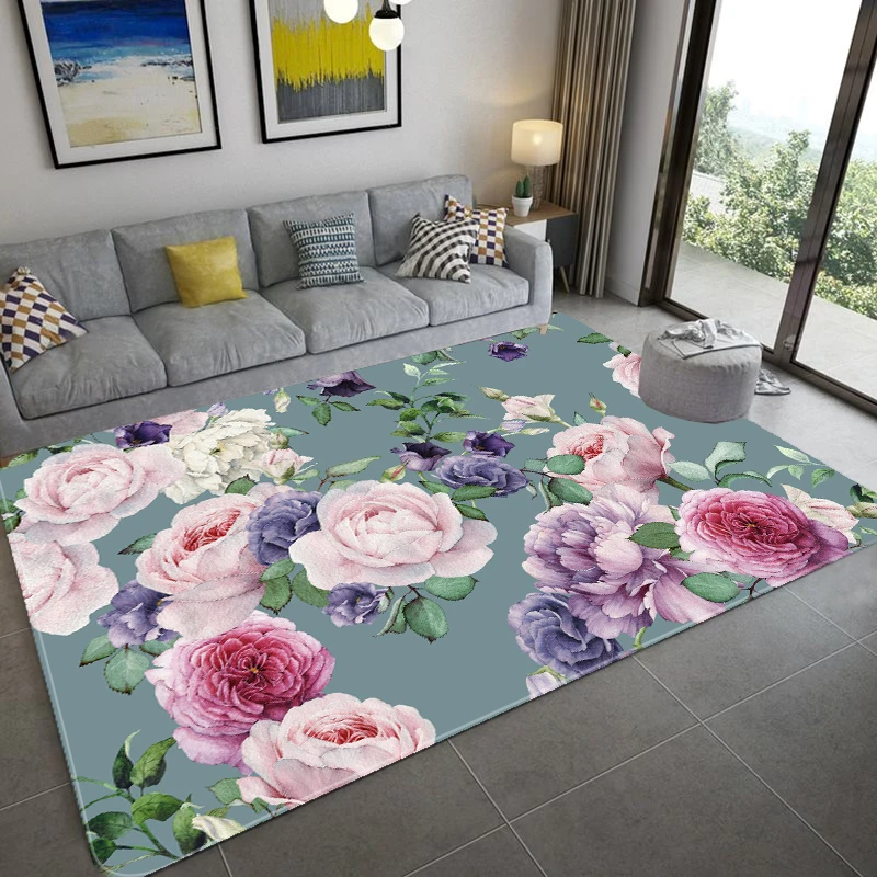 

Floral Pattern Design Carpet Living Room Large Area Rugs Bedroom Floor Mat Bedside Flower Mat Tapis Salon Alfombra Para Cocina