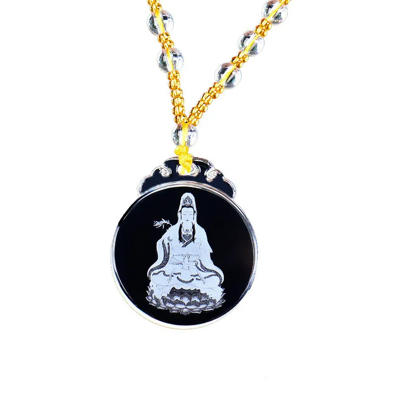 1pcs Colored Crystal Chain Buddha Glazed Drop Pendant Necklace Six-Character Mantra Pendant Necklace High Quality Decorations