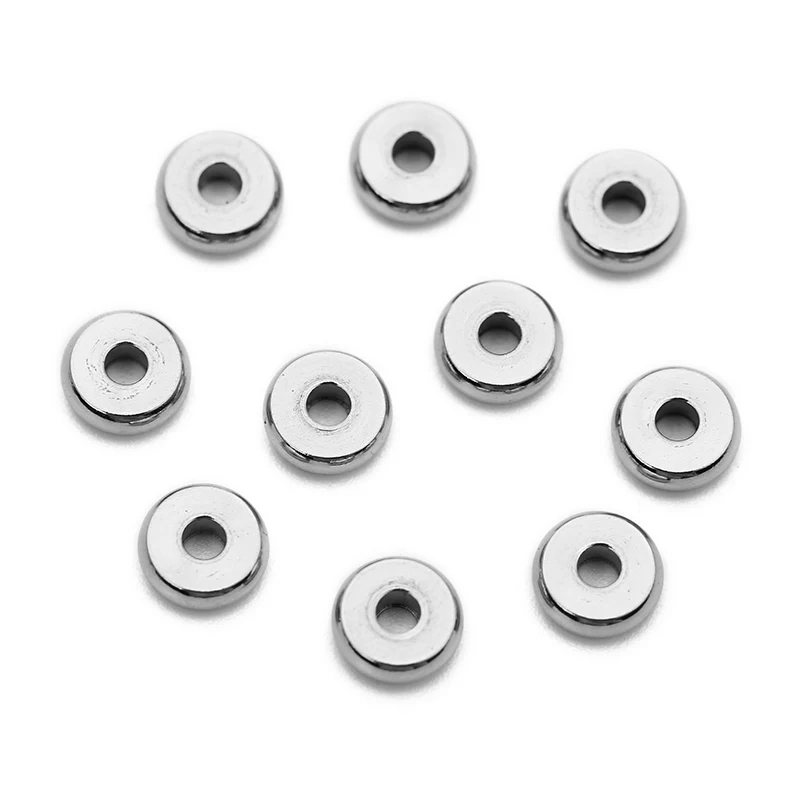 20/50pcs Stainless Steel Flat Spacer Beads Lot 4 5 6 8mm Gold Color Loose Large Hole Charm Beads For Bracelet Diy Jewelry Making