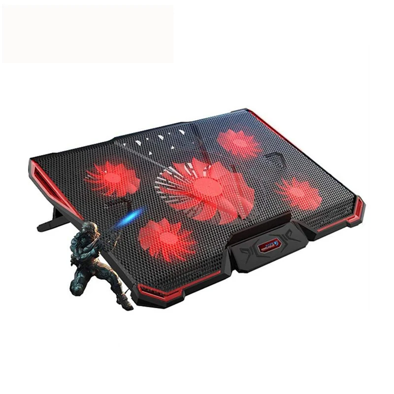 5 fans laptop cooling pad 15.6 17 inch stand high quality laptop cooler with 2 usb adjustable notebook cooler with LED light 17