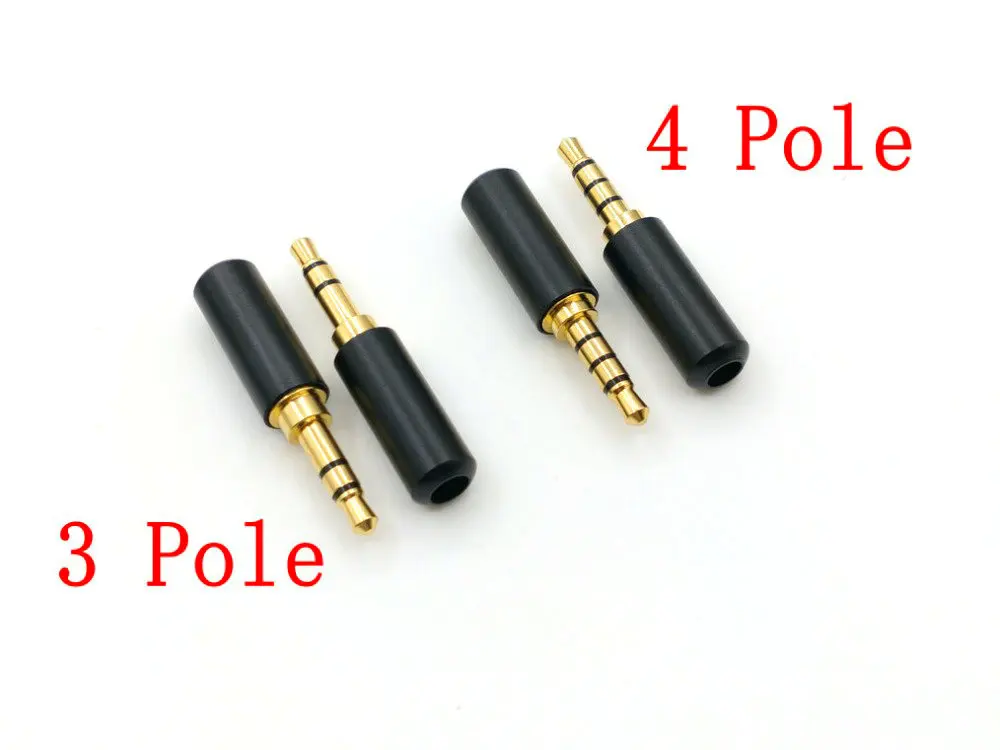 Imagem -04 - Escudo de Alumínio 3.5 mm Plug Jack de Áudio Pólo Pólo Banhado a Ouro Fone Ouvido Adaptador 100 Peças