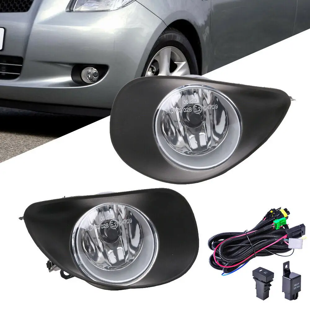 

For 2006-2008 Left Right Toyota Yaris 2-Door Hatchback Clear Fog Light Replacement +Switch Wiring