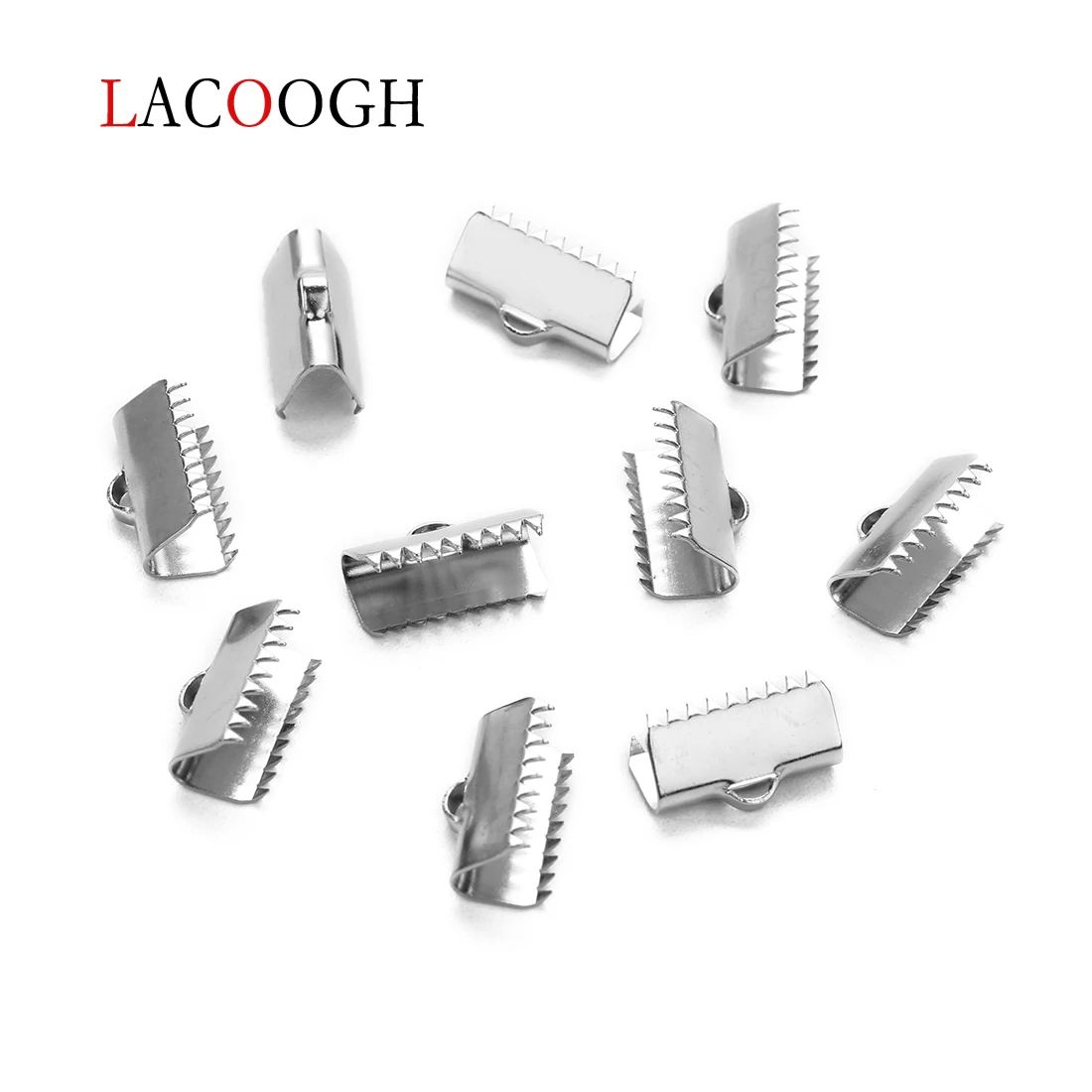 20pcs 6/8/10/13mm Stainless Steel Ribbon Clip Clamp Cord Crimp End Cap Tip Pinch Handmade Necklace Bracelet DIY Jewelry Findings