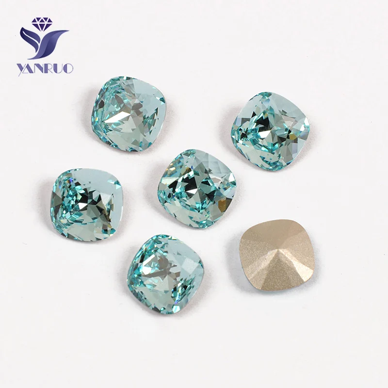 YANRUO 4470 Cushion Cut Pointback Diamond Glass Stones Sewing Crystals For Studs Sewn Jewelry For Clothes Dress