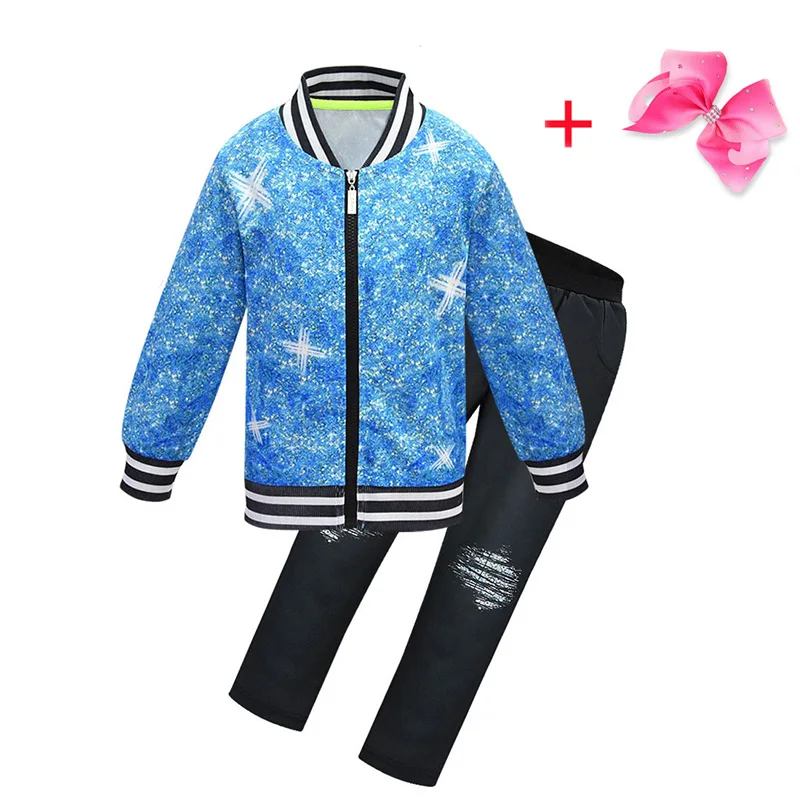 New Baby Girls Spring Autumn girls JOJO Siwa clothes sets Zipper Coat Pant for toddler clothing Suit children Sport cotton wear