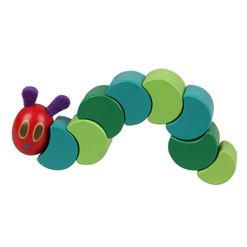 Wooden Blocks Kids Flexible Blocks the Very Hungry Caterpillar Toys for Children Fingers Flexible ducational Toy Gift