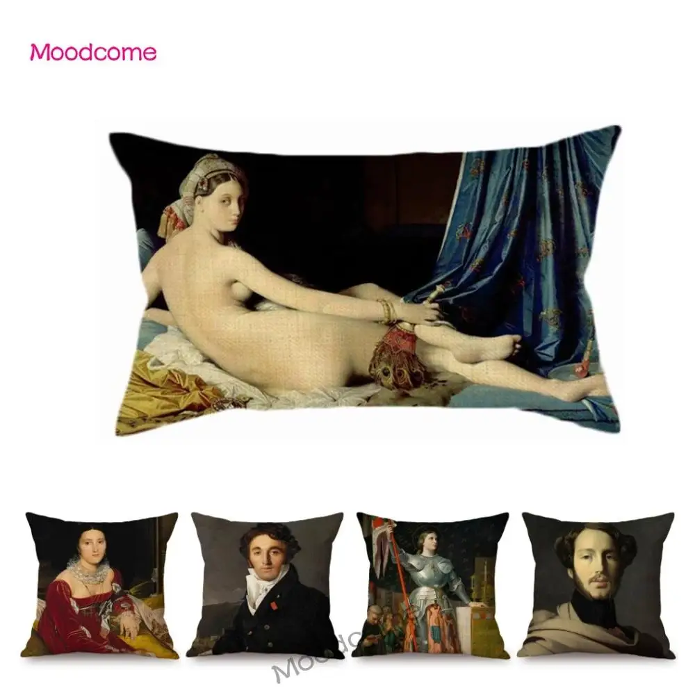 French Jean Auguste Dominique Ingres Most Famous Oil Painting Beautiful Lady Princess Queen Decorative Pillow Case Cushion Cover