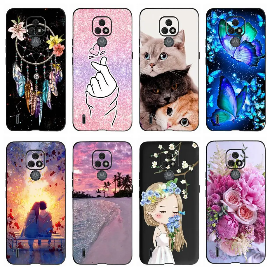 For Motorola Moto E7 Case Moto E7 Plus Cute Cartoon Cat Cover Phone Cases For Motorola Moto E7 Power Motorola E7 Plus Back Cover