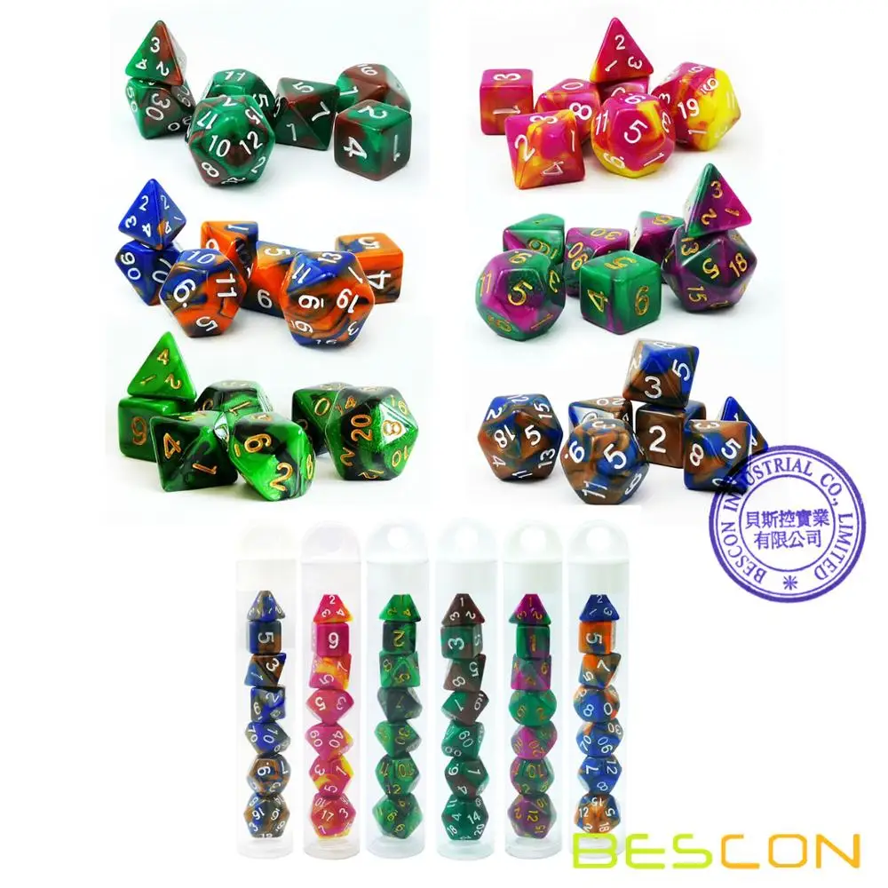 

Bescon Mini Two Tone Polyhedral RPG Dice Set 10MM, Small Dice Set D4-D20 in Tube, 7pcs set