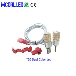 Mcdrlled Pack of 2 T10 W5W Dual Color LED Car Turn Signal Light Daytime Running Lamp 12V Red White Amber