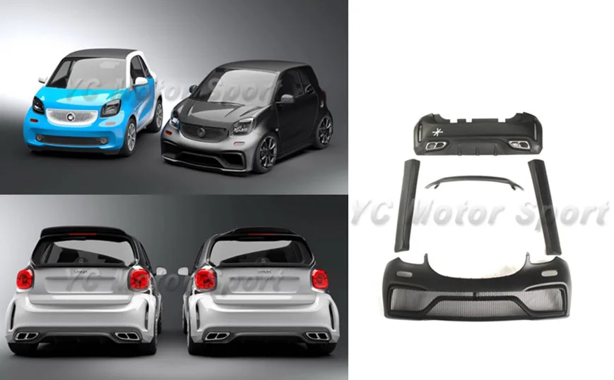 

FRP Fiber Glass Bodykit Fit For 2015-2017 Smart Fortwo C453 AMG Style Body Kit Bumper Side Skirt Roof Spoiler Wing