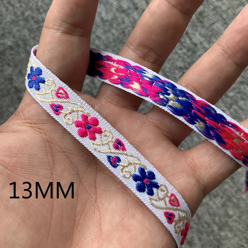 5 YARD 1/2 INCH 12mm Flower And Geometry Handmade Jacquard Ribbon Lace QDZDTFZ20080701