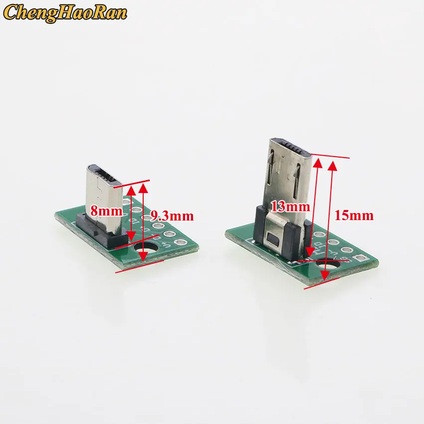 5PCS Vertical USB MiCroUSB Micro USB 2.0 Male Head Connector PCB Converter Adapter Breakout Board 180 Degree Vertical